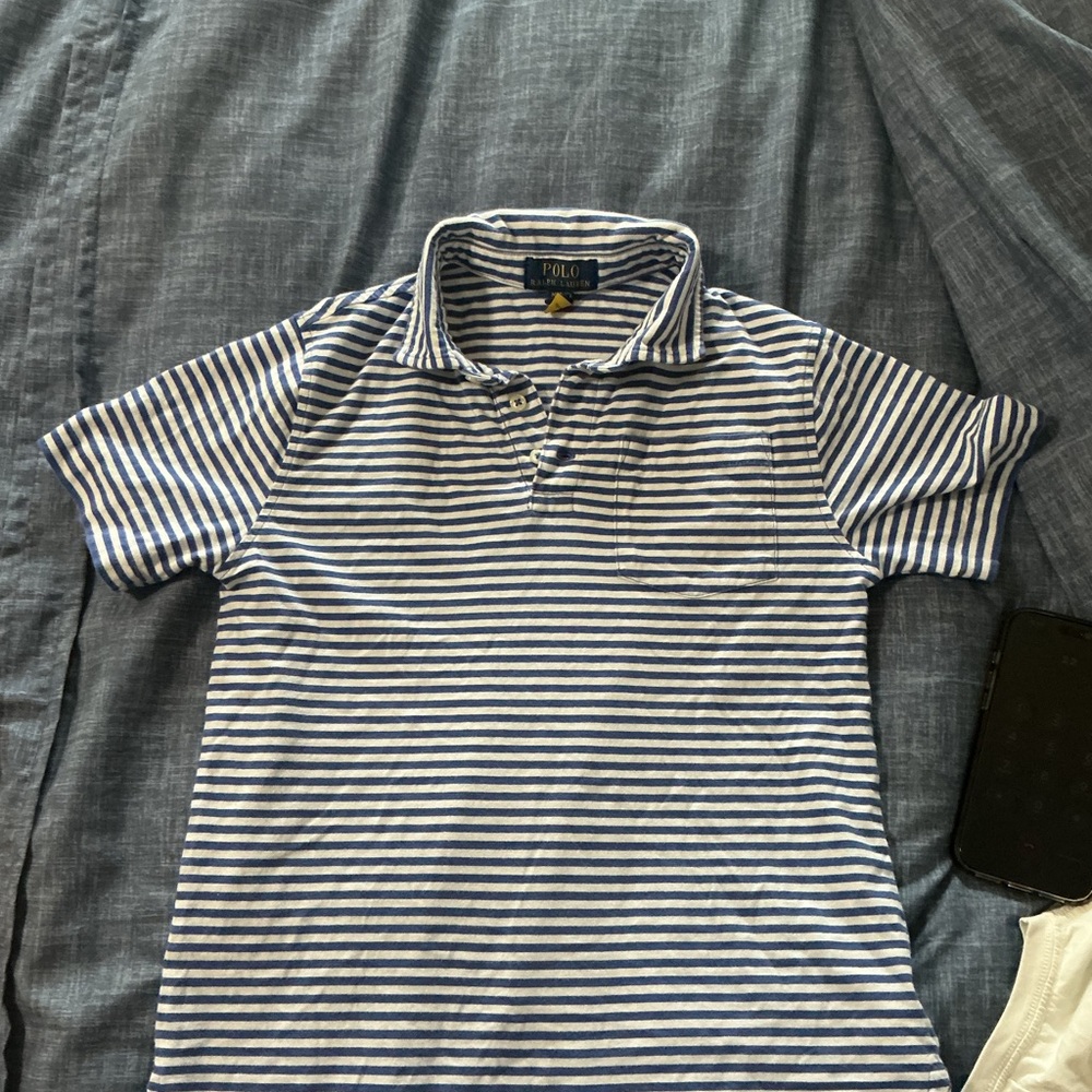 Polo by Ralph Lauren Navy and White Striped Polo Shirt